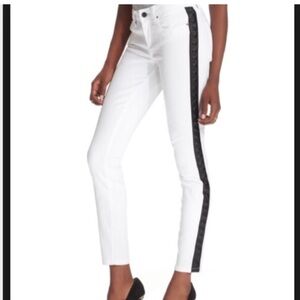 White Jeans with Black Side Stripe